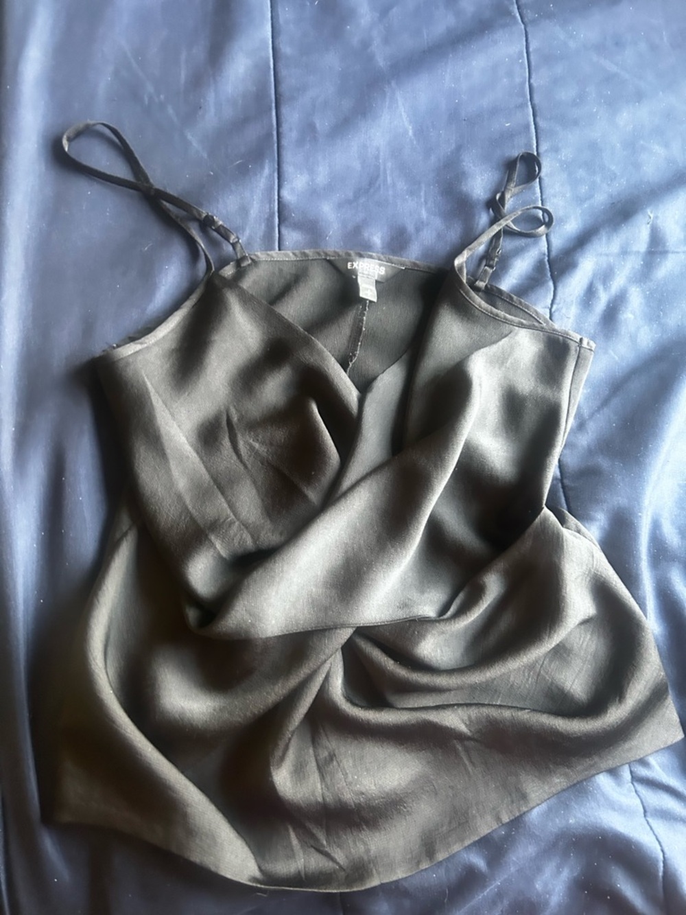 Express Black Satin Cowl Neck Camisole